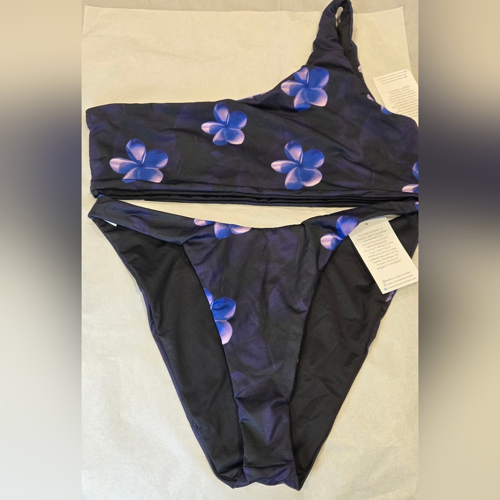 Sweet Penelope Purple Floral One-Shoulder Bikini Set - Picture 4 of 5